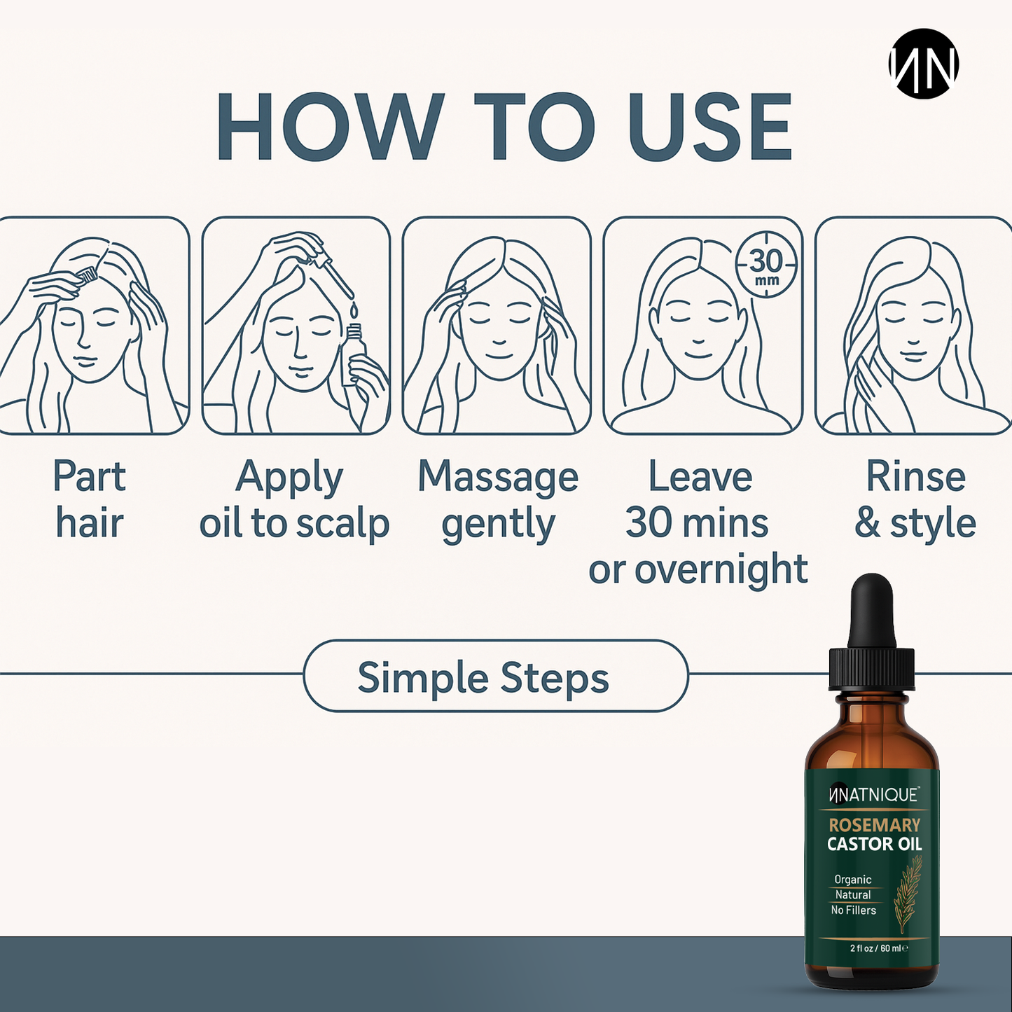 Natnique Rosemary Castor Oil - Organic (2 Oz)