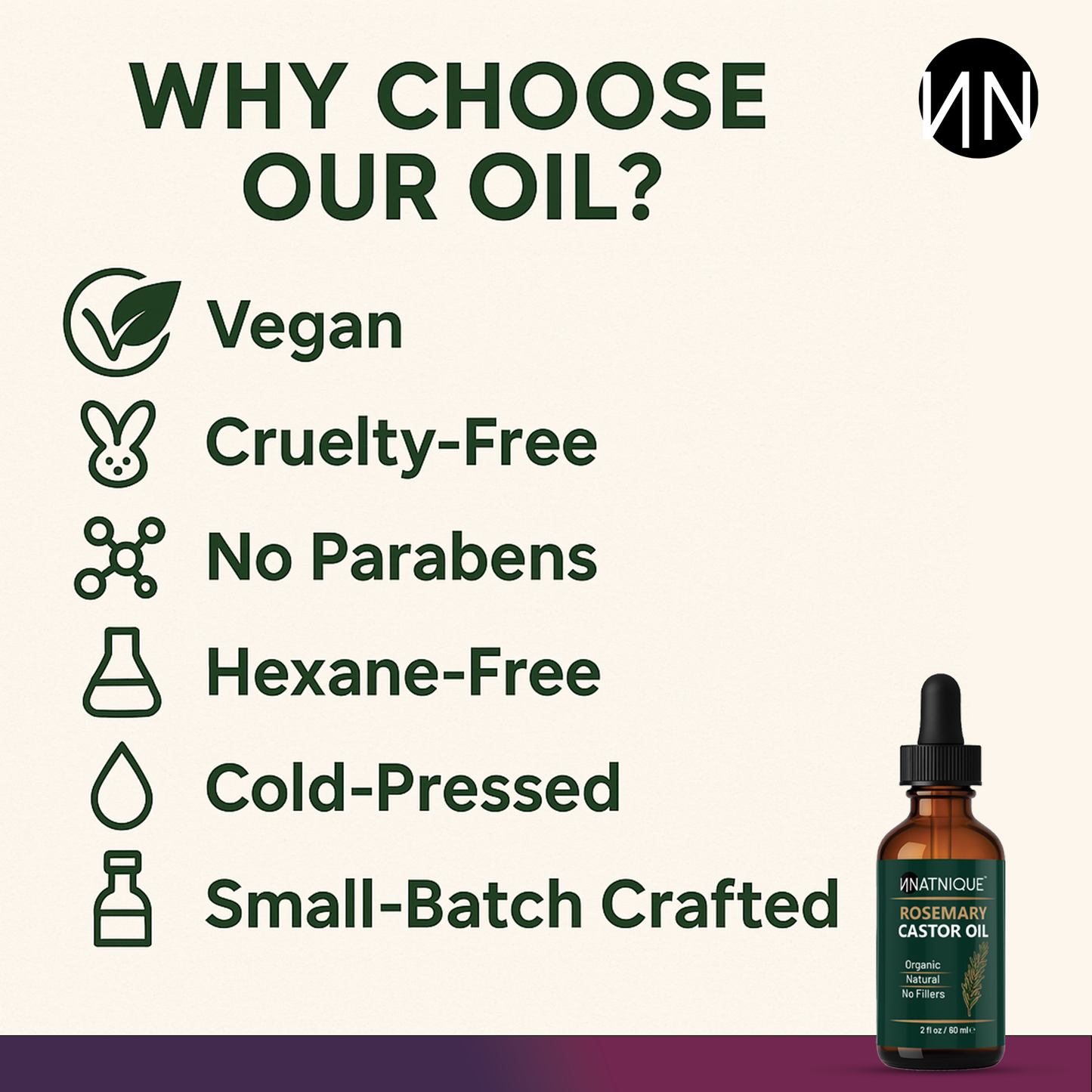 Natnique Rosemary Castor Oil - Organic (2 Oz)