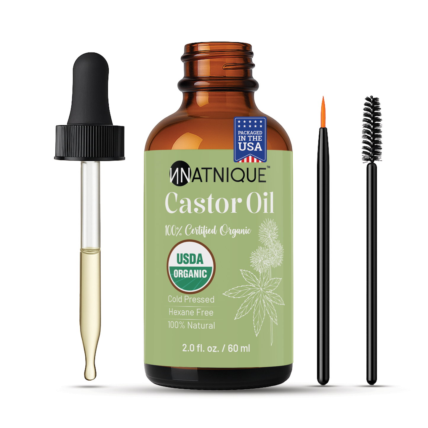 Natnique Castor Oil - USDA Certified Organic (2 Oz)