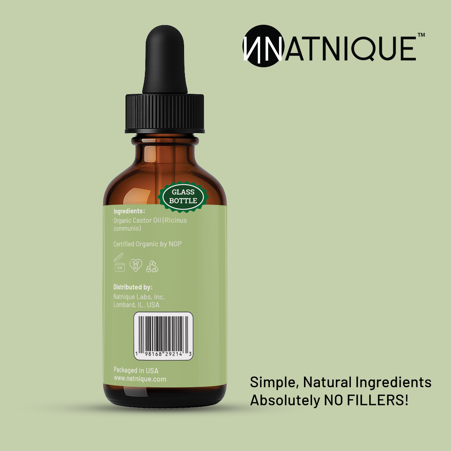 Natnique Castor Oil - USDA Certified Organic (2 Oz)