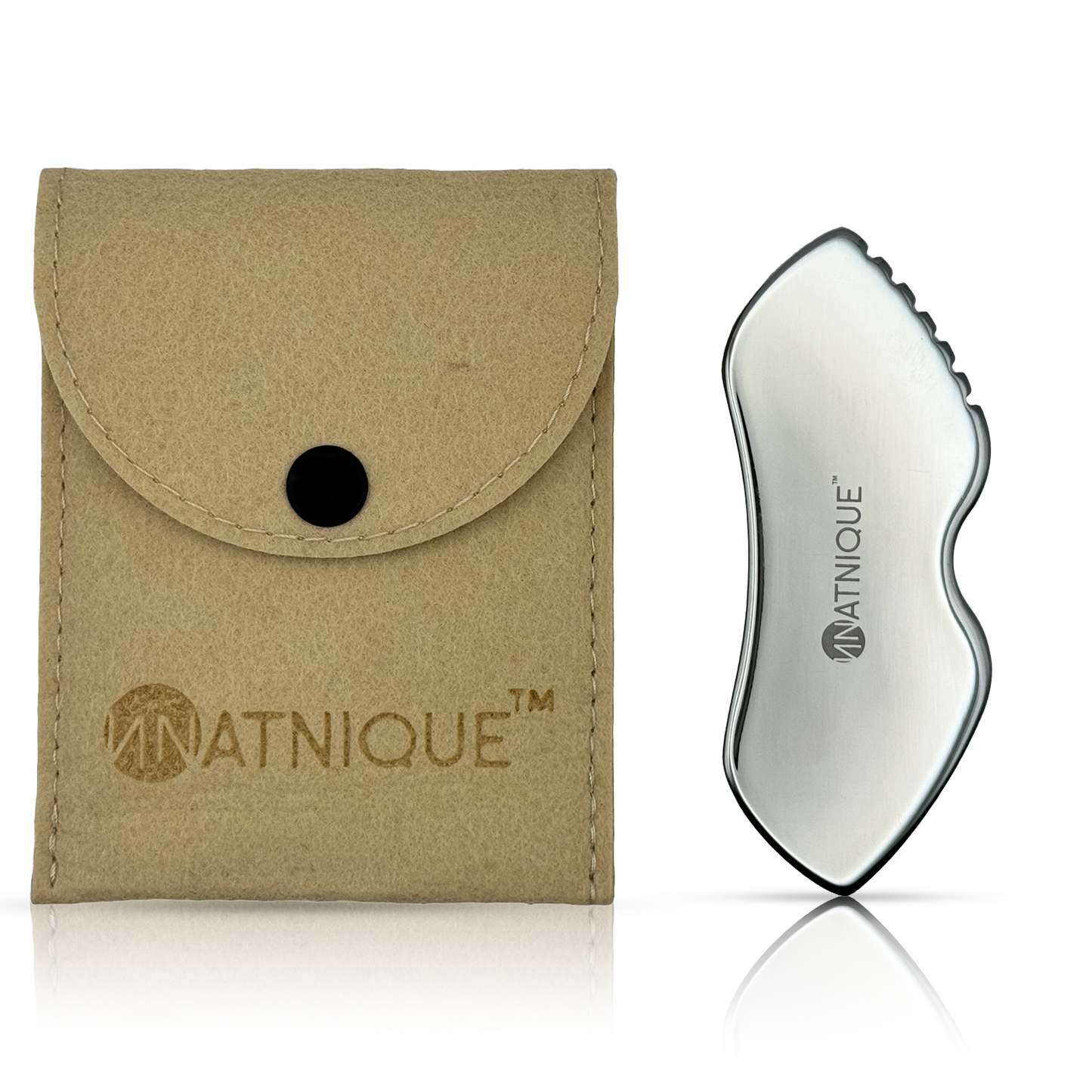Stainless Steel Board Gua Sha Tool for Body, Neck, Eyes. Massager with Travel Pouch
