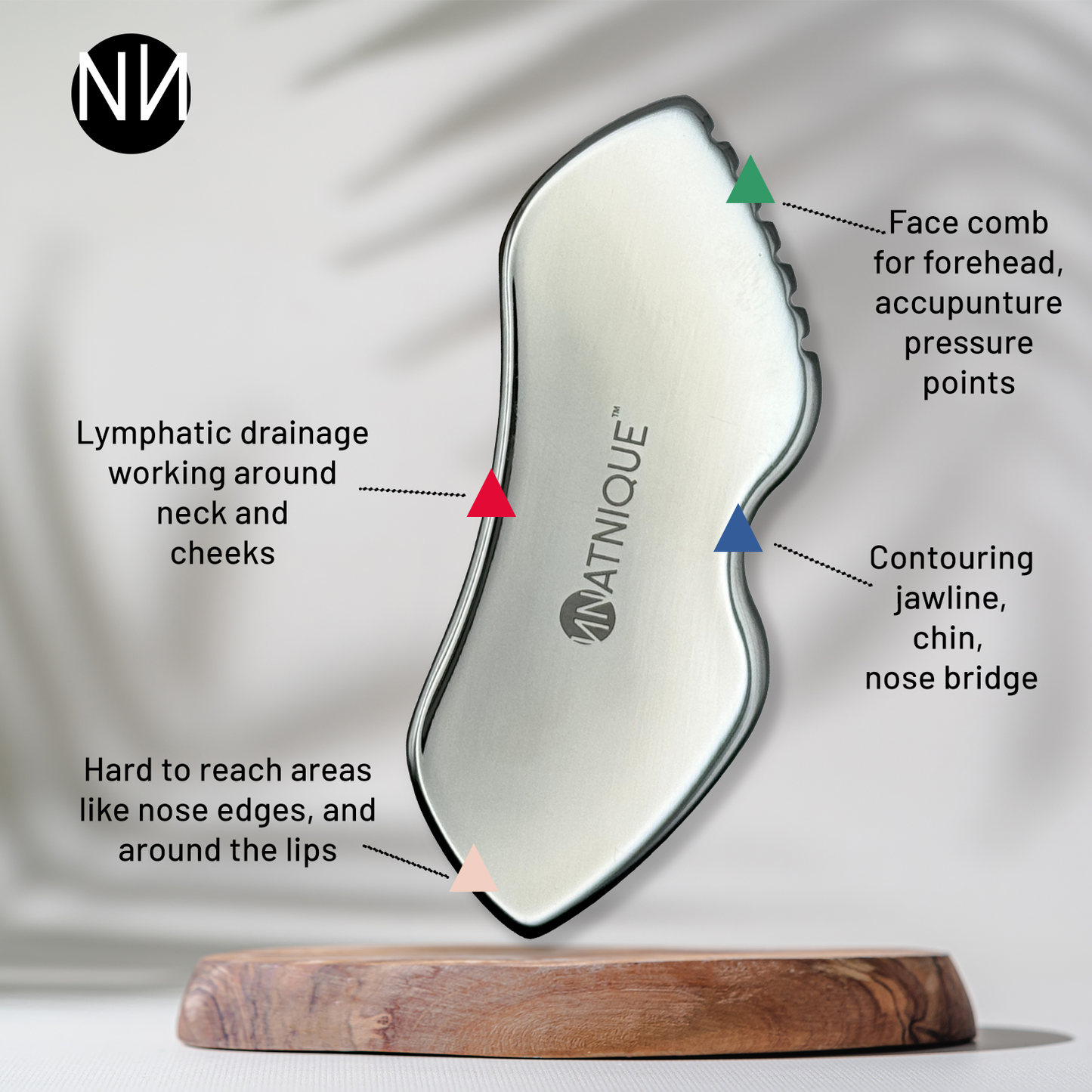 Stainless Steel Board Gua Sha Tool for Body, Neck, Eyes. Massager with Travel Pouch