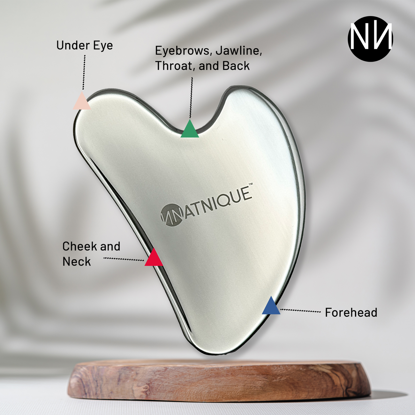 Stainless Steel Heart Gua Sha Tool for Body, Neck, Eyes. Massager with Travel Pouch