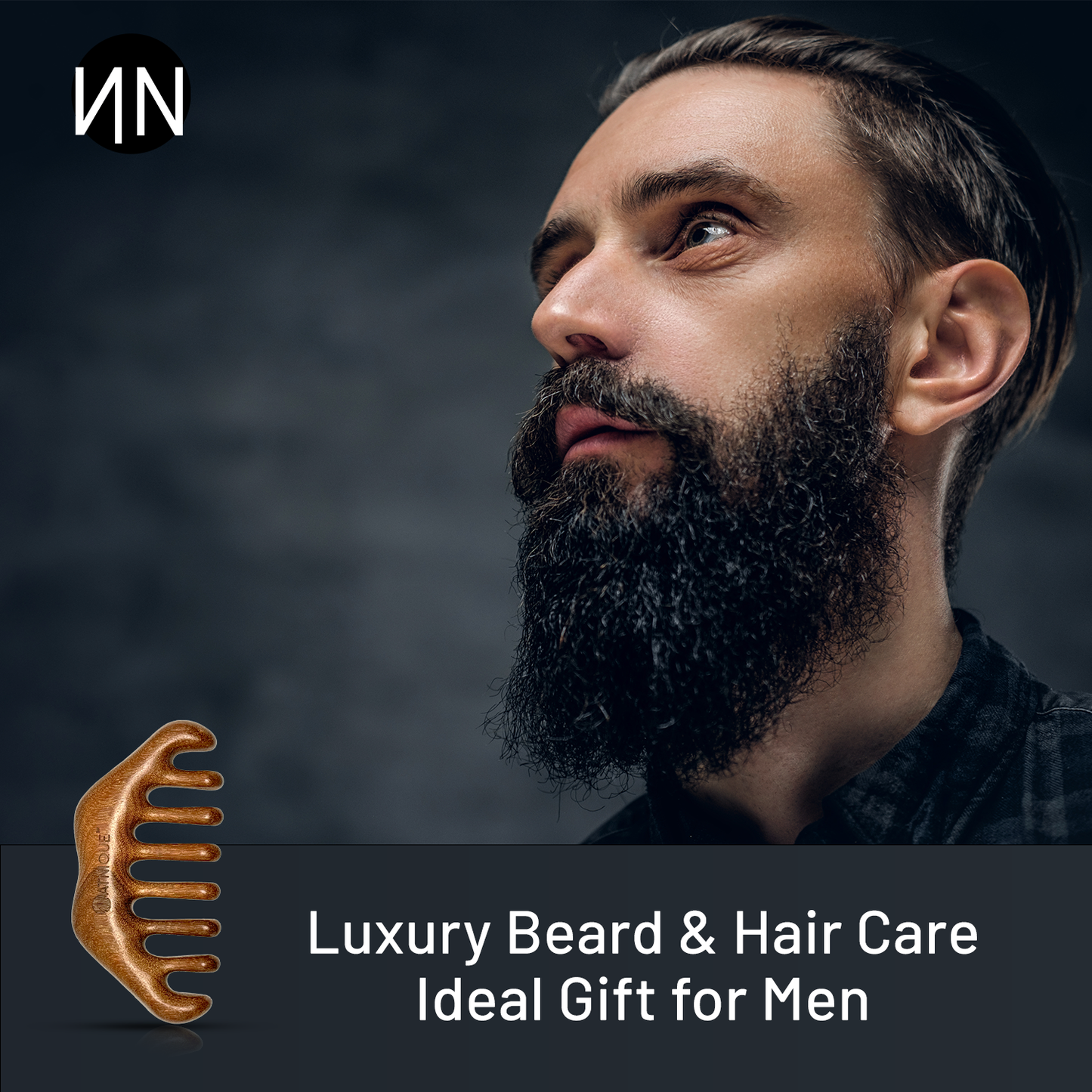 Natnique Wooden Scalp Massager – Handmade 100% Natural Green Sandalwood Comb with Wide Teeth