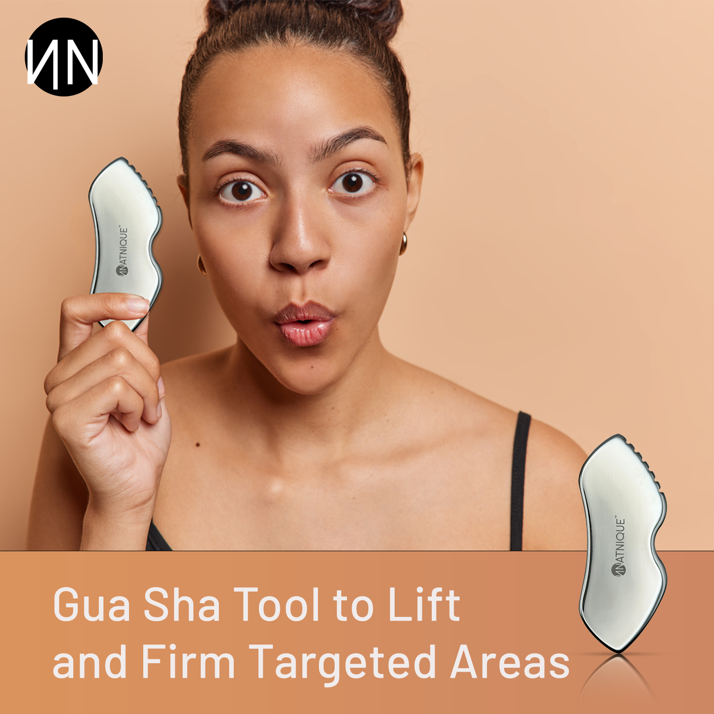 Stainless Steel Board Gua Sha Tool for Body, Neck, Eyes. Massager with Travel Pouch