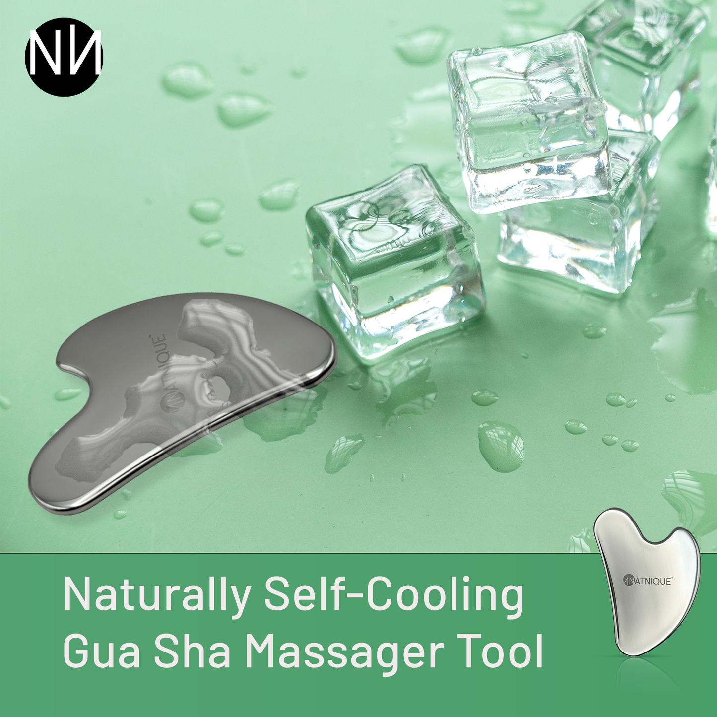 Stainless Steel Heart Gua Sha Tool for Body, Neck, Eyes. Massager with Travel Pouch