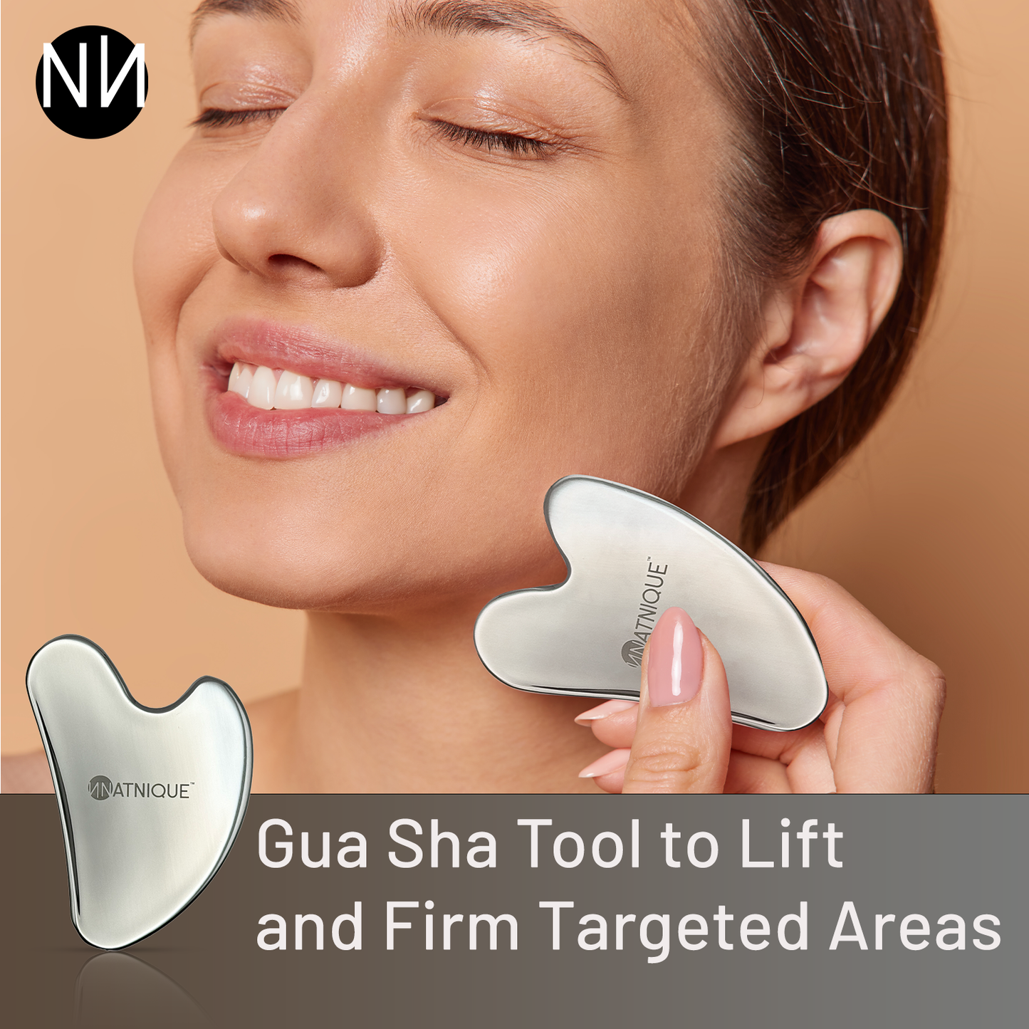 Stainless Steel Heart Gua Sha Tool for Body, Neck, Eyes. Massager with Travel Pouch