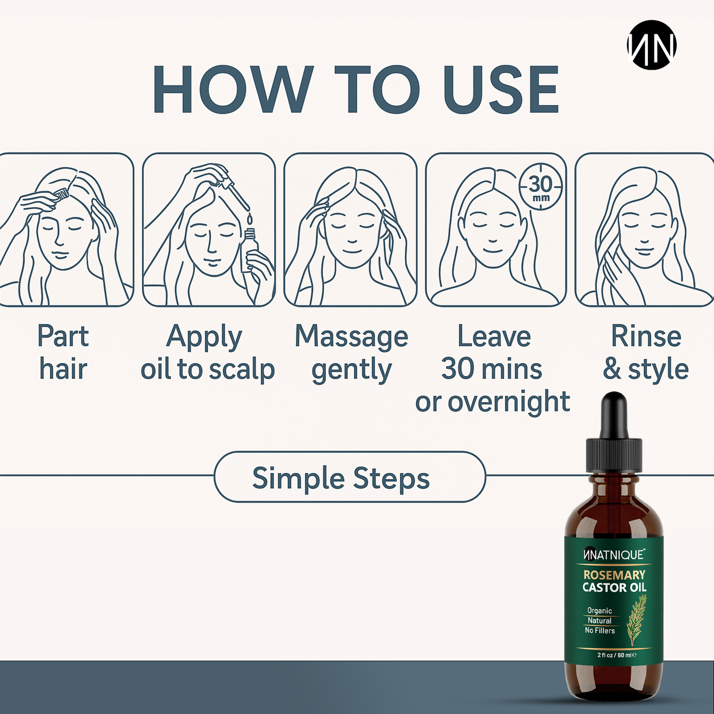 Natnique Rosemary Castor Oil - Organic (2 Oz)