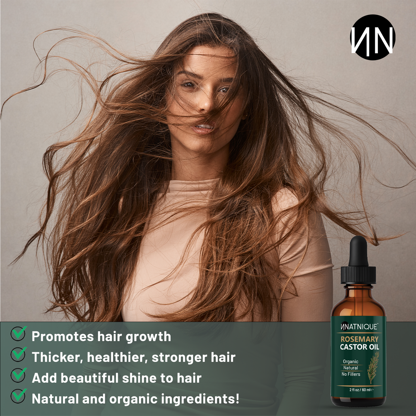 Natnique Rosemary Castor Oil - Organic (2 Oz)