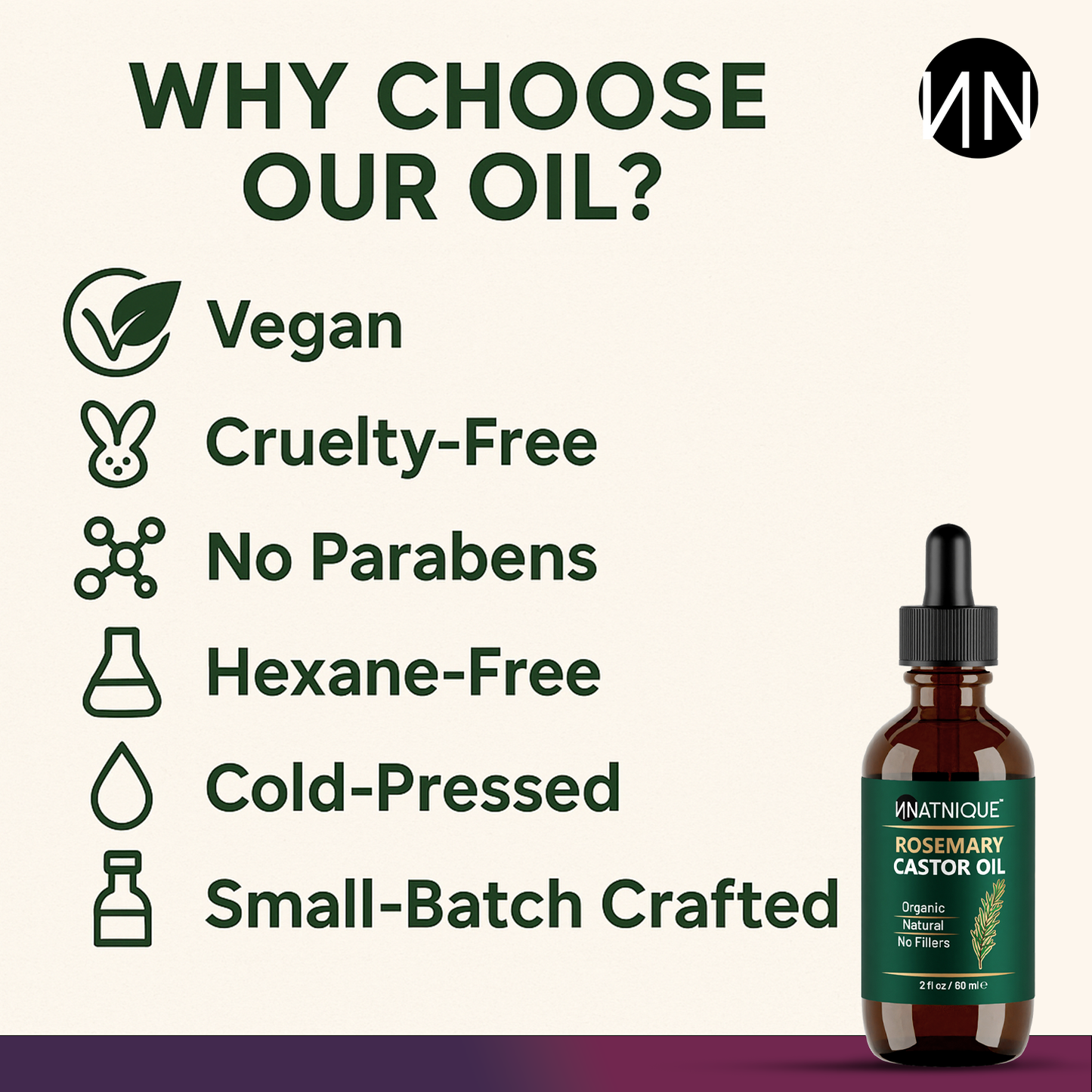 Natnique Rosemary Castor Oil - Organic (2 Oz)