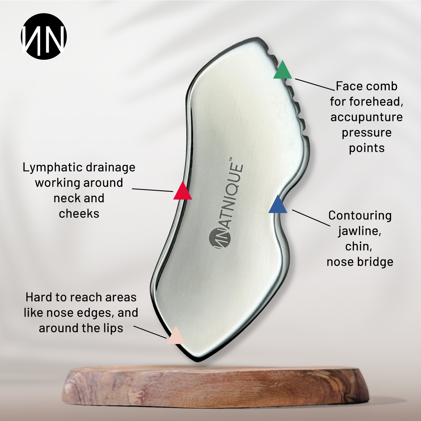 Stainless Steel Board Gua Sha Tool for Body, Neck, Eyes. Massager with Travel Pouch