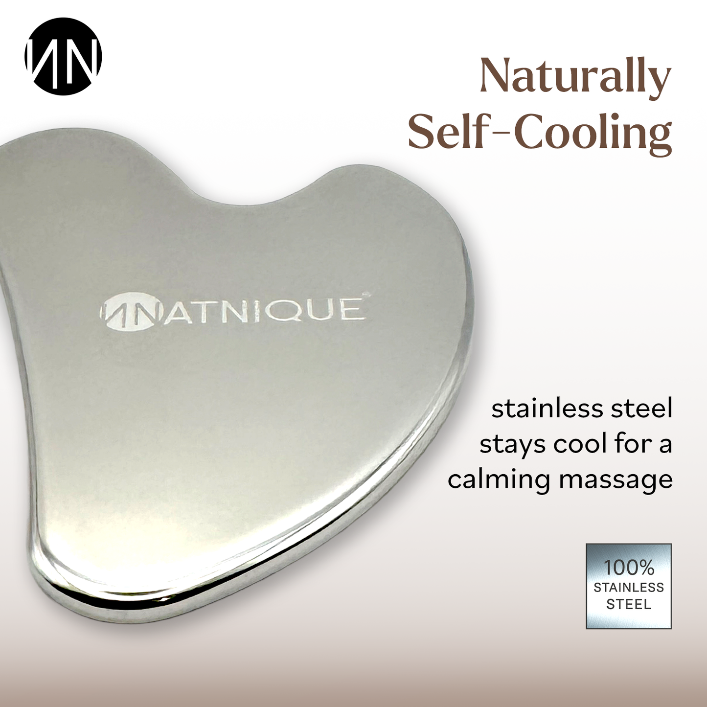 Stainless Steel Heart Gua Sha Tool for Body, Neck, Eyes. Massager with Travel Pouch