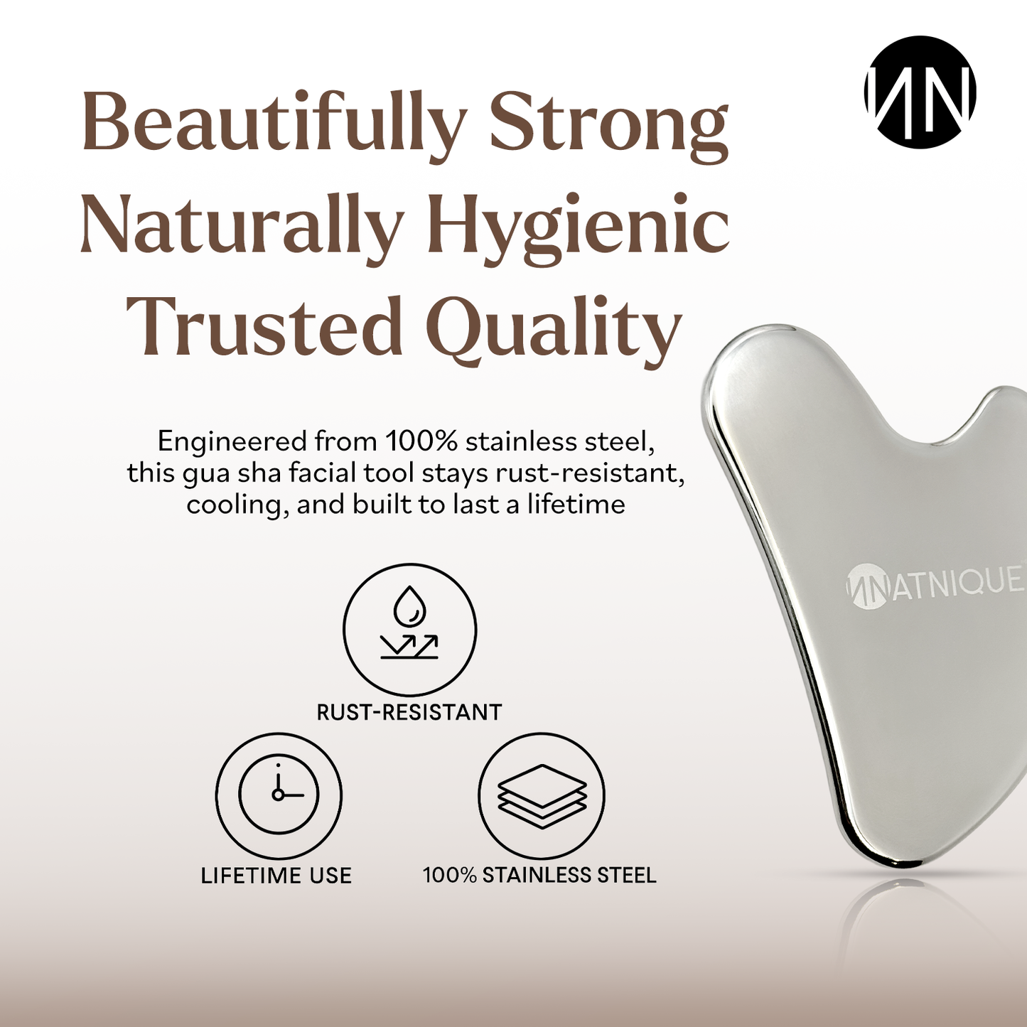 Stainless Steel Heart Gua Sha Tool for Body, Neck, Eyes. Massager with Travel Pouch