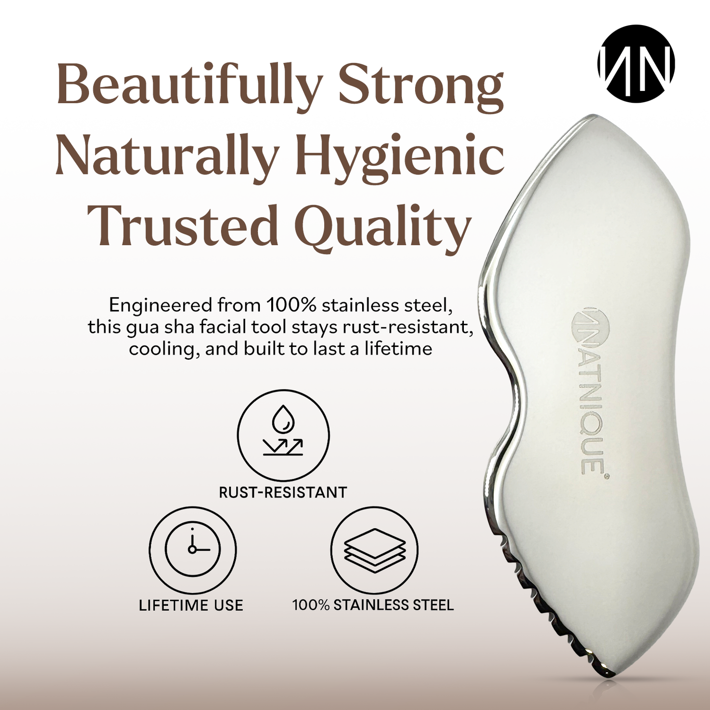 Stainless Steel Board Gua Sha Tool for Body, Neck, Eyes. Massager with Travel Pouch