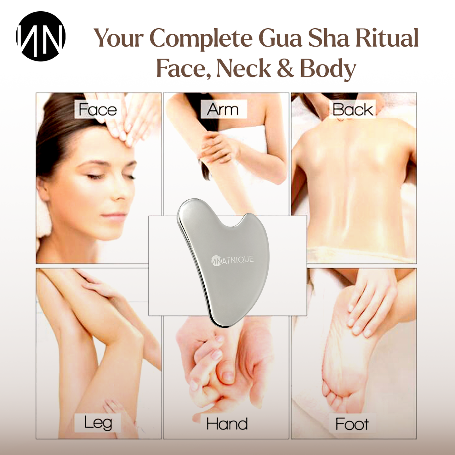 Stainless Steel Heart Gua Sha Tool for Body, Neck, Eyes. Massager with Travel Pouch
