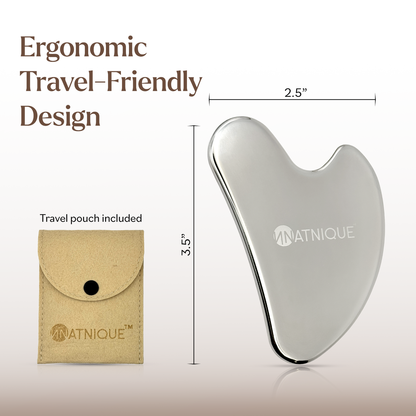 Stainless Steel Heart Gua Sha Tool for Body, Neck, Eyes. Massager with Travel Pouch