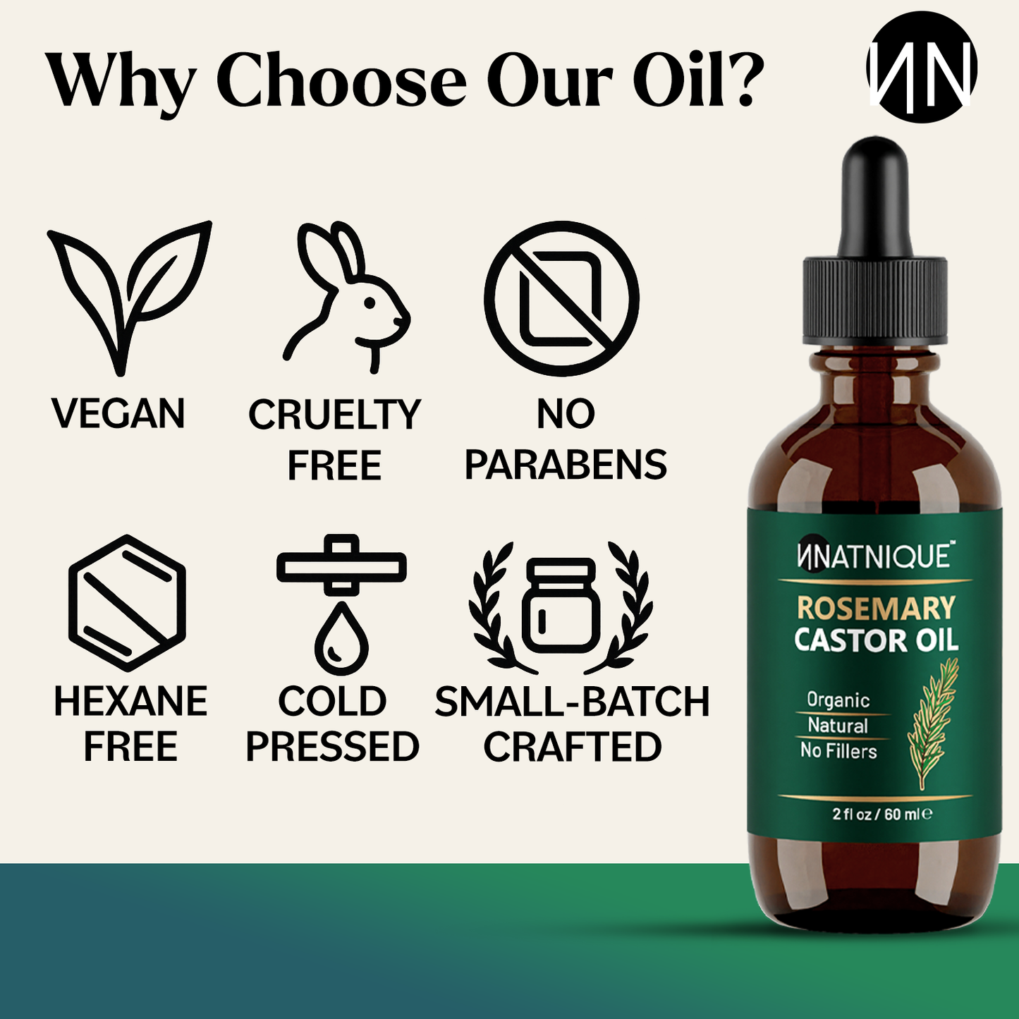 Natnique Rosemary Castor Oil - Organic (2 Oz)